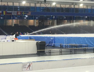 ice rink engineers busy building up the ice for StarClass